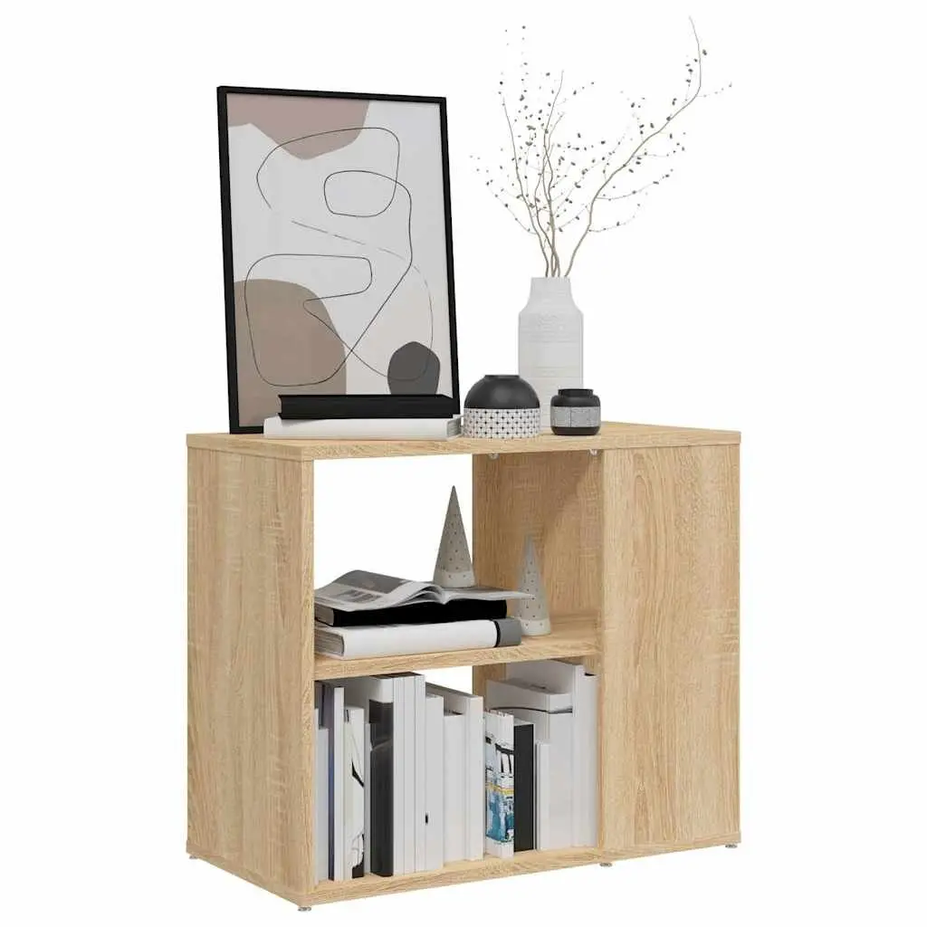Engineered Wood Side Cabinet Brown 2 Shelf Compact Storage Organizer Home Furniture