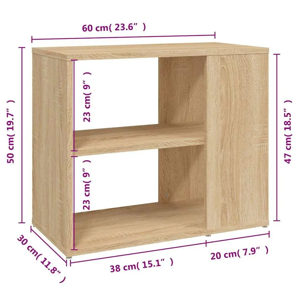 Engineered Wood Side Cabinet Brown 2 Shelf Compact Storage Organizer Home Furniture