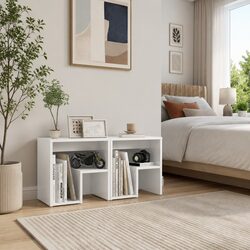 Bedside Tables 2 pcs White High Gloss Nightstand Cabinet Storage Shelf Bedroom