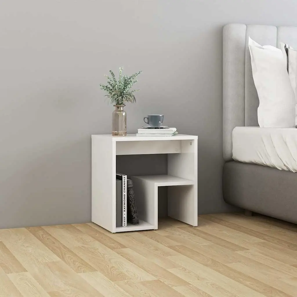 Bedside Tables 2 pcs White High Gloss Storage Shelf Modern Nightstand Cabinet