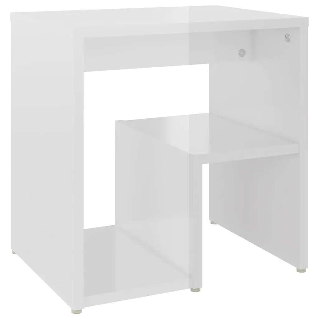Bedside Tables 2 pcs White High Gloss Storage Shelf Modern Nightstand Cabinet
