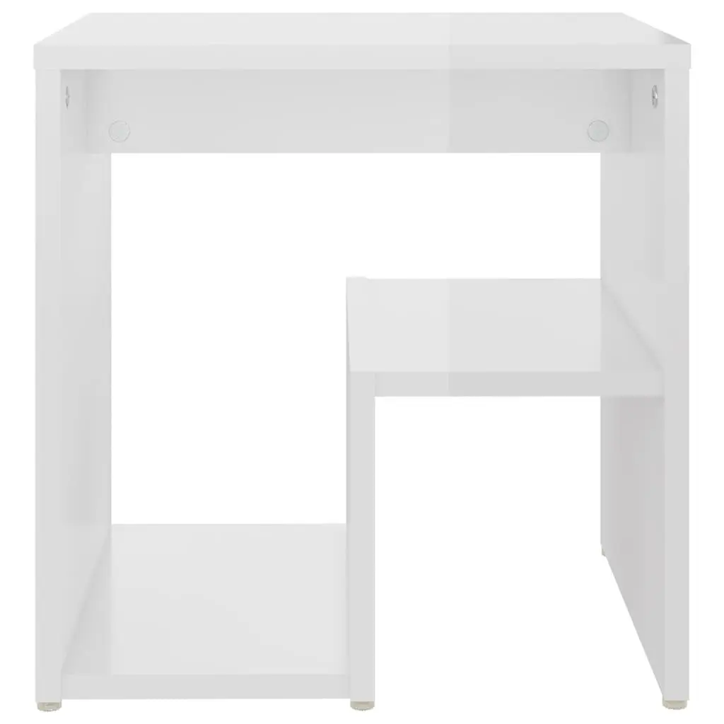 Bedside Tables 2 pcs White High Gloss Storage Shelf Modern Nightstand Cabinet