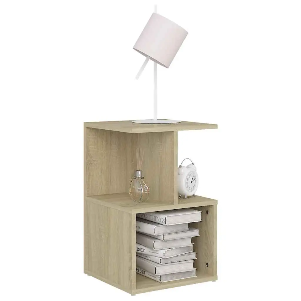 Brown Engineered Wood Nightstand Set 2 Pieces Sturdy Construction Open Compartments for Bedroom Storage
