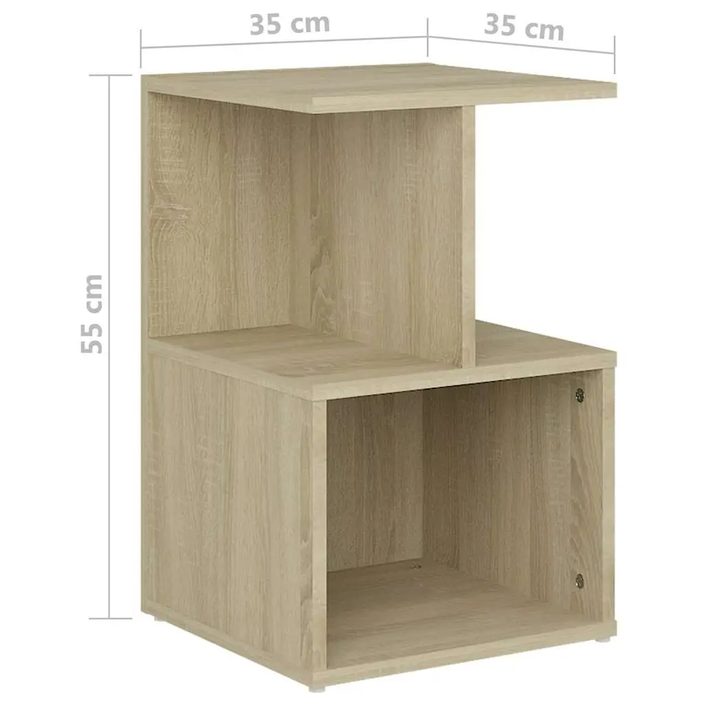 Brown Engineered Wood Nightstand Set 2 Pieces Sturdy Construction Open Compartments for Bedroom Storage