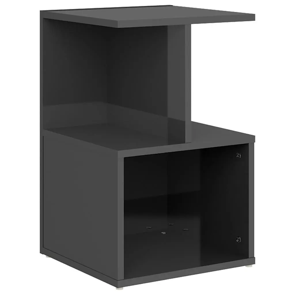 Bedside Cabinet Grey Open Compartments Storage Nightstand Table