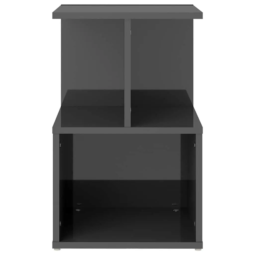 Bedside Cabinet Grey Open Compartments Storage Nightstand Table