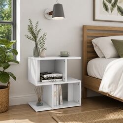 Elegant White Nightstand Set with Open Compartments