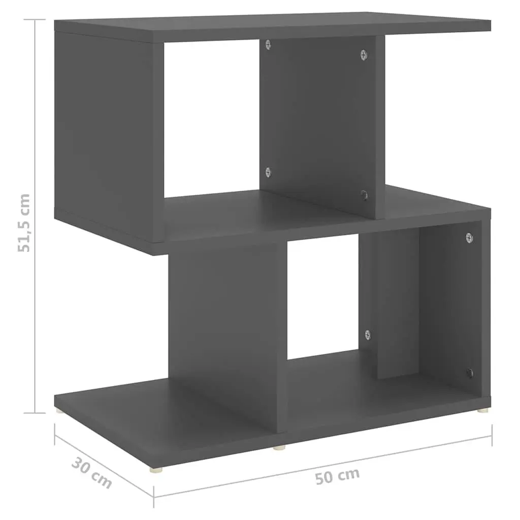 Bedside Cabinet Set 2 pcs Grey Open Compartments Storage Nightstand Furniture
