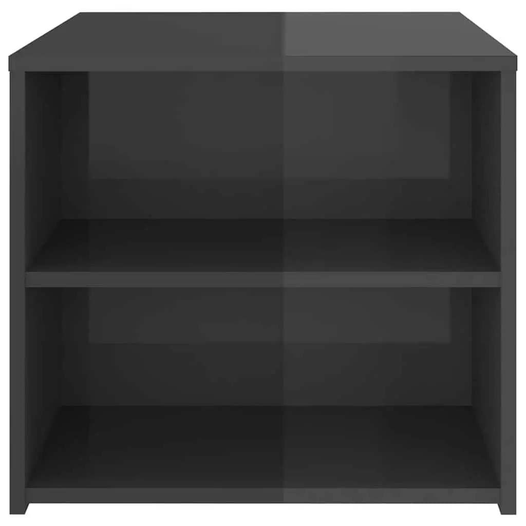 Side Table 50x50x45 cm Grey High Gloss 3 Shelf Storage End Table Cabinet