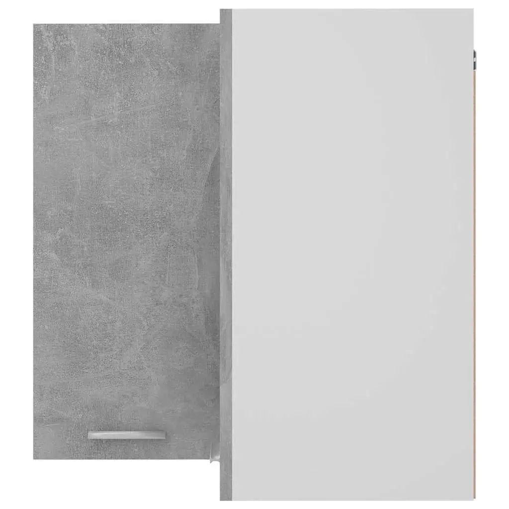 Corner Kitchen Cabinet Grey Wall Mount Storage Shelves Unit with Two Doors and Two Internal Shelves