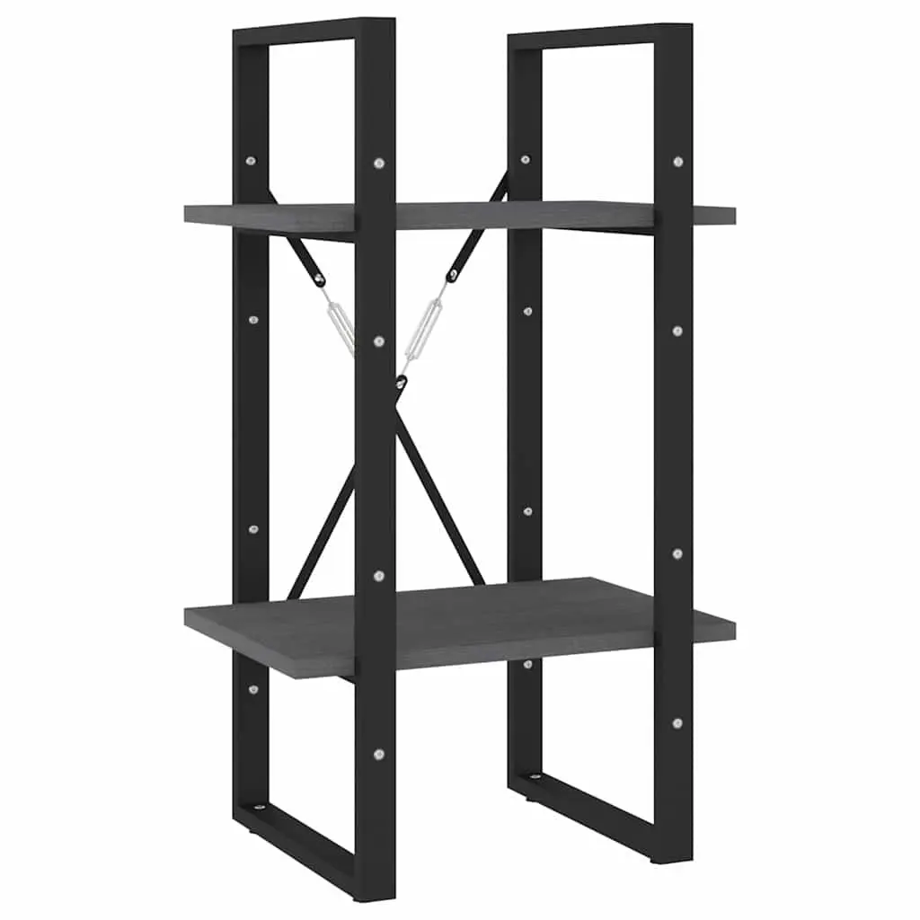 2-Tier Book Cabinet Grey 40x30x70 cm Solid Pine Wood Storage Bookshelf