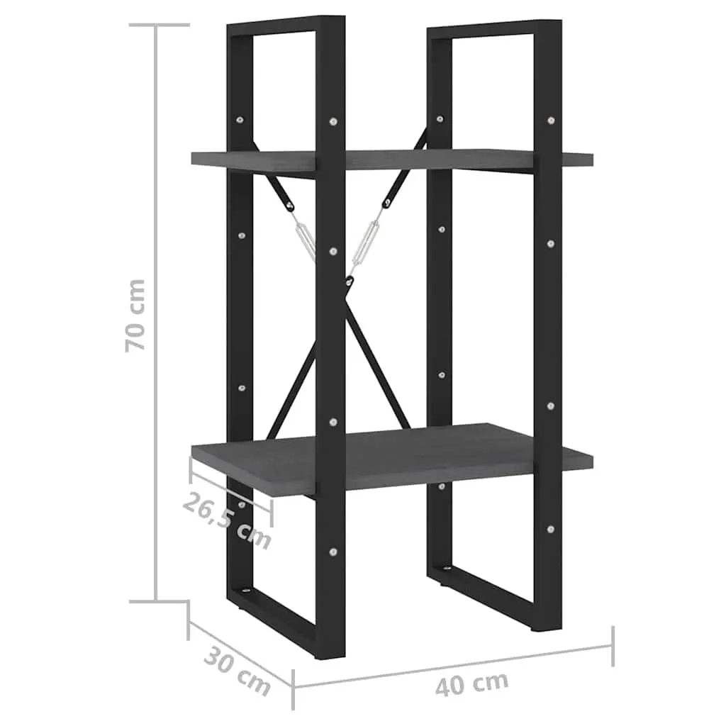 2-Tier Book Cabinet Grey 40x30x70 cm Solid Pine Wood Storage Bookshelf
