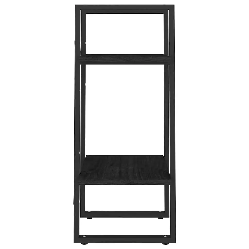 Black 2-Tier Bookcase Solid Pine Wood Shelving Unit Storage Display Stand