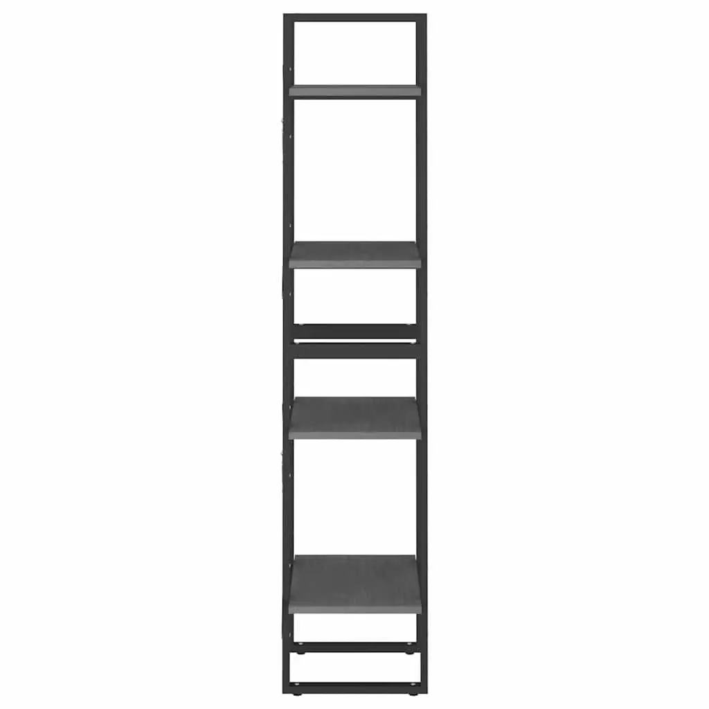4 Tier Storage Cabinet Solid Pine Wood Grey Bookcase Flexible Configuration