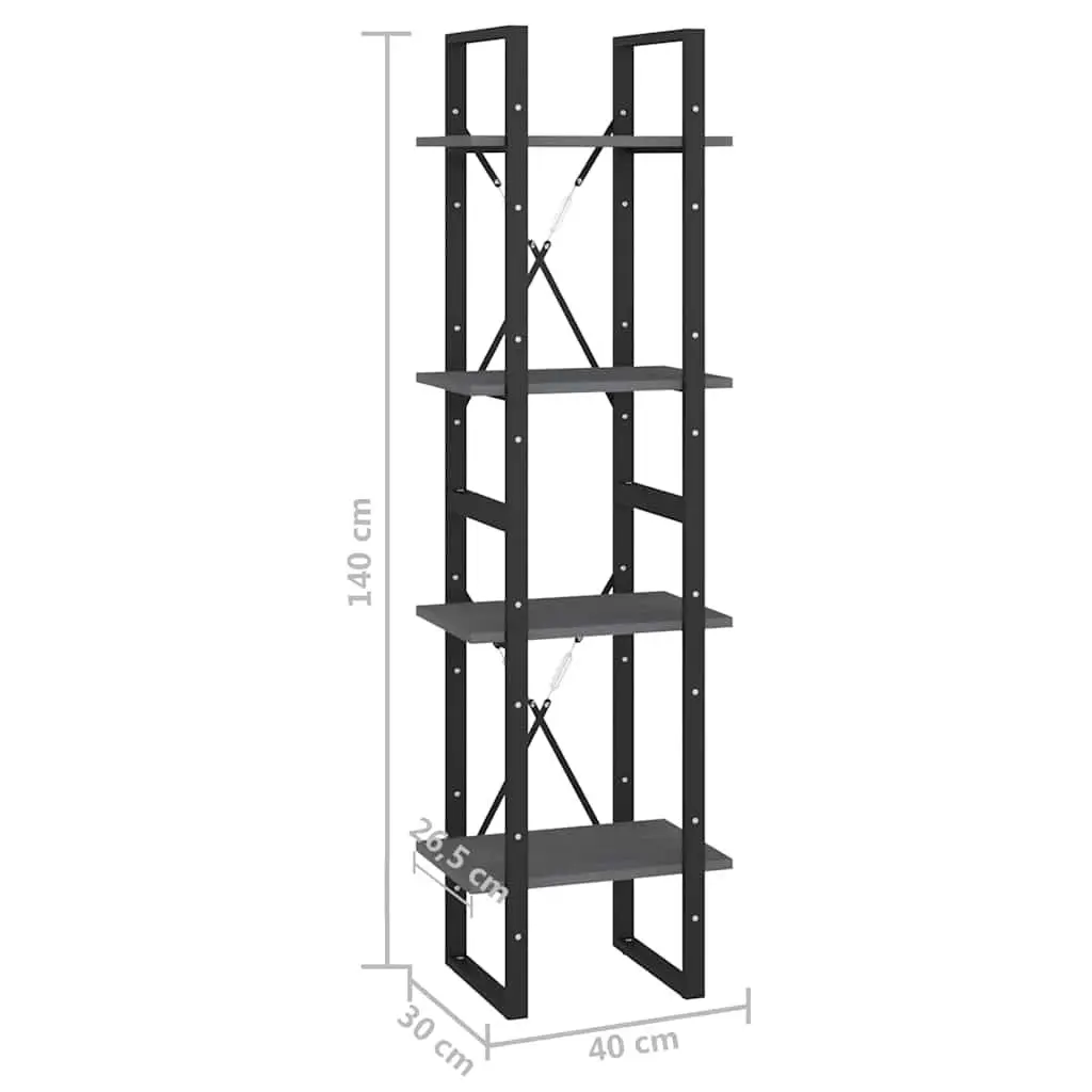 4 Tier Storage Cabinet Solid Pine Wood Grey Bookcase Flexible Configuration