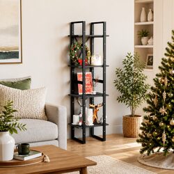 Enhance Your Living Space with Black 4-Tier Book Cabinet