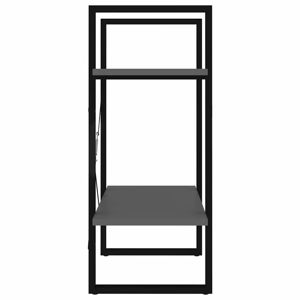2-Tier Book Cabinet Grey 60x30x70 cm Engineered Wood Standing Bookshelf