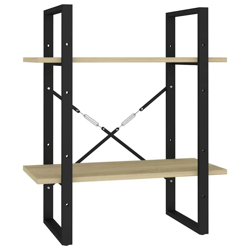 2-Tier Book Cabinet Brown Engineered Wood Storage Shelving Unit