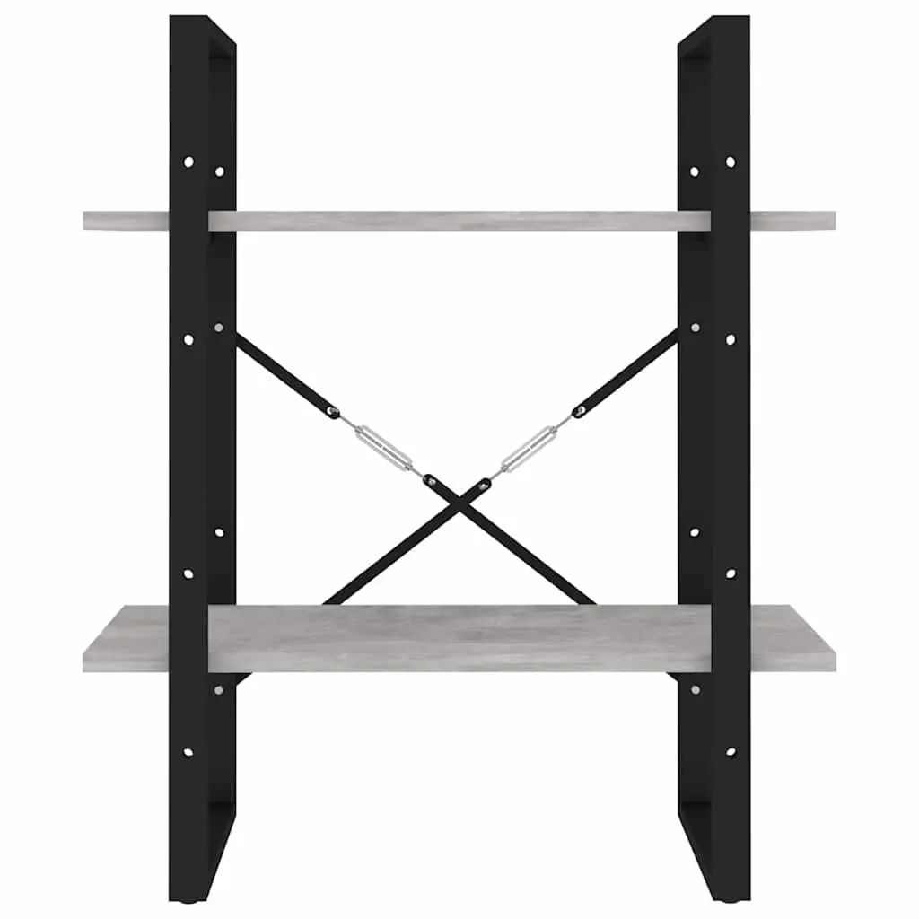 2-Tier Book Cabinet Grey Shelving Unit Storage Display Shelf