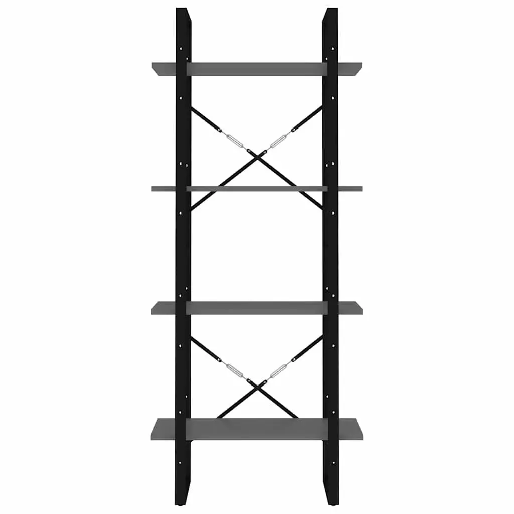 4-Tier Book Cabinet Grey Industrial Style Storage Shelving Unit 60x30x140cm