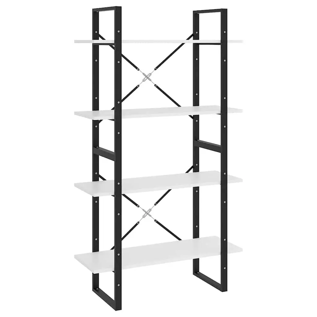 4-Tier Book Cabinet 80x30x140cm Engineered Wood White Storage Display Unit