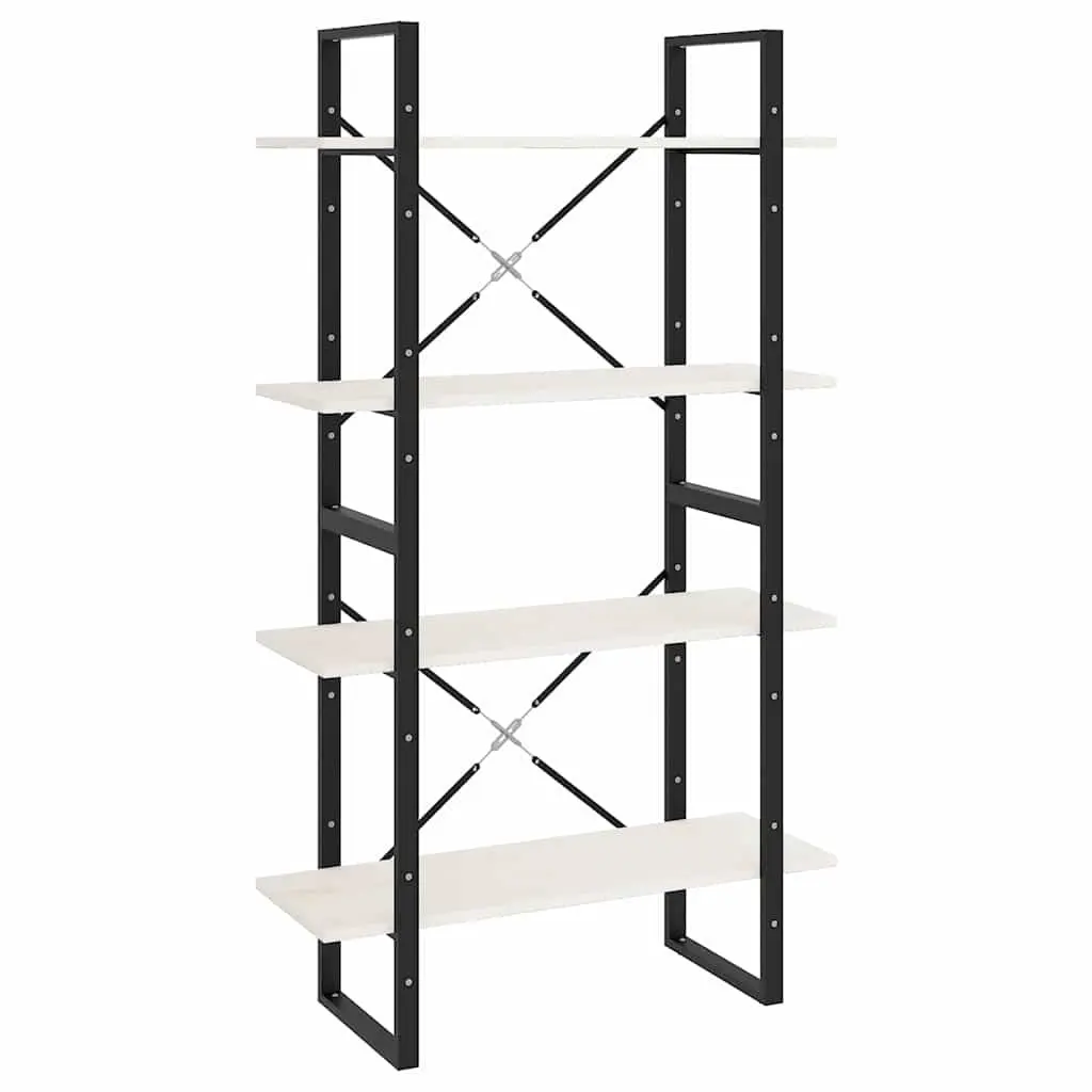 4-Tier Book Cabinet White Solid Pine Wood Bookshelf Storage Shelving Unit