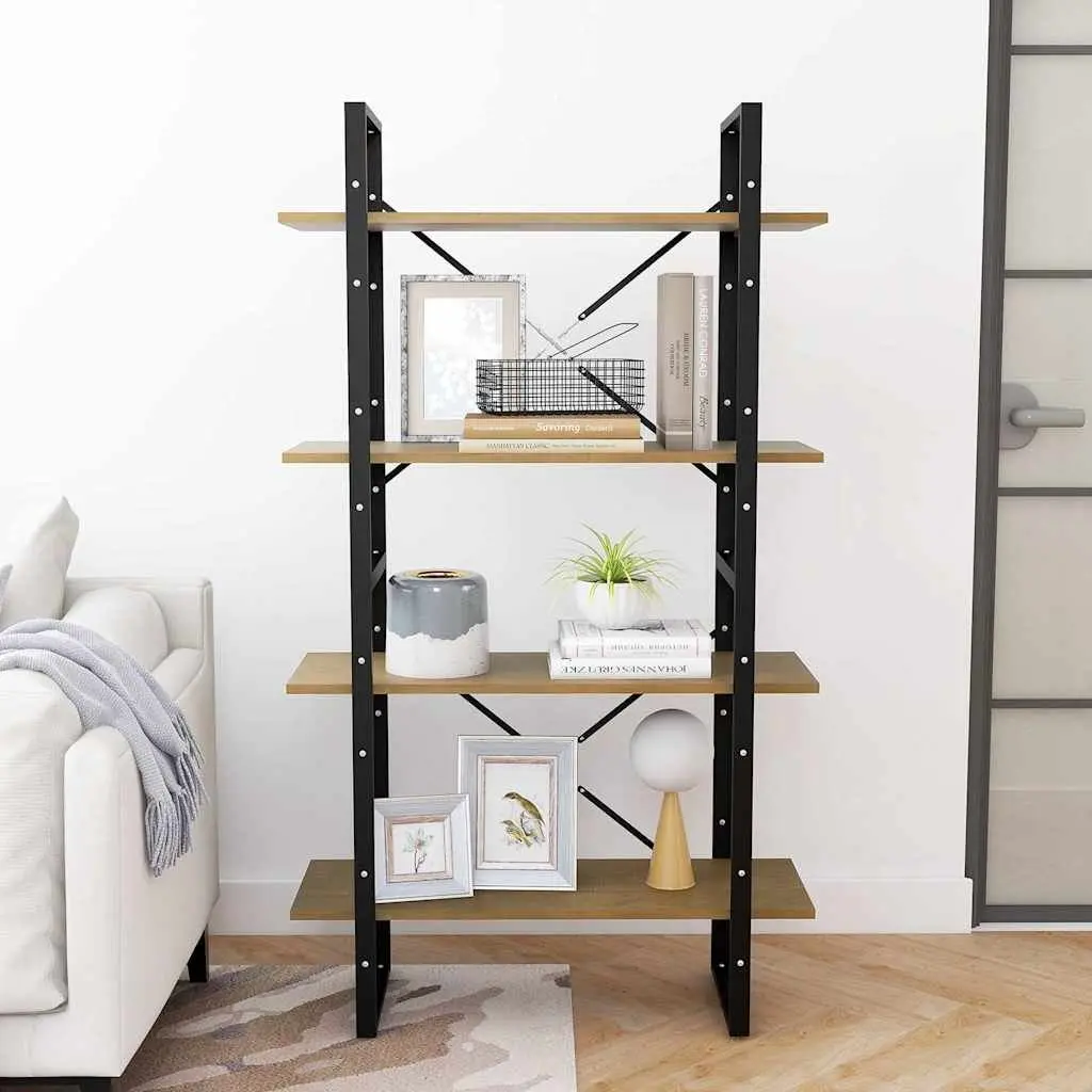 4-Tier Book Cabinet 80x30x140cm Solid Pine Wood Industrial Style Bookshelf Storage Display Stand