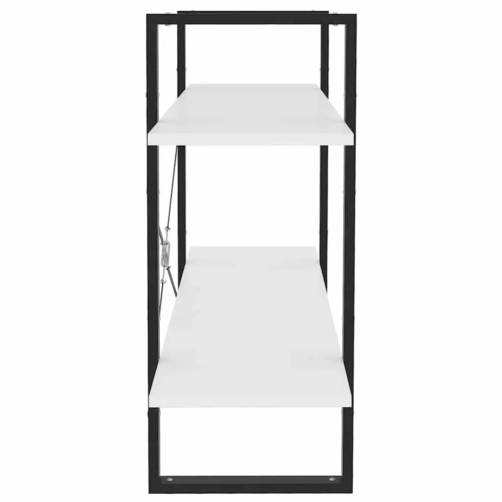 2-Tier Book Cabinet 100x30x70cm White Open Shelving Storage Unit