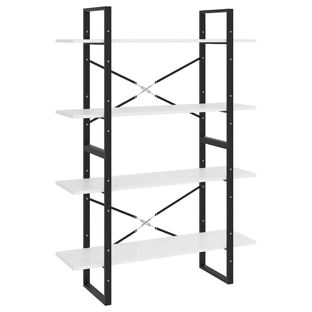 4 Tier White Bookshelf Engineered Wood Storage Display Cabinet