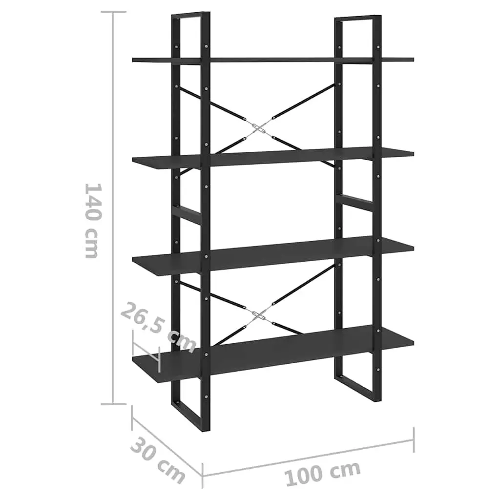 4-Tier Bookshelf Grey Storage Cabinet Modern Display Shelves Home Office