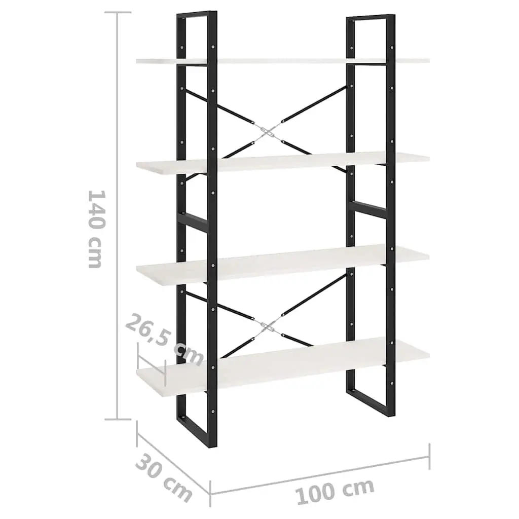 4 Tier Storage Display Unit White Solid Pine Wood Book Cabinet Stand Shelf