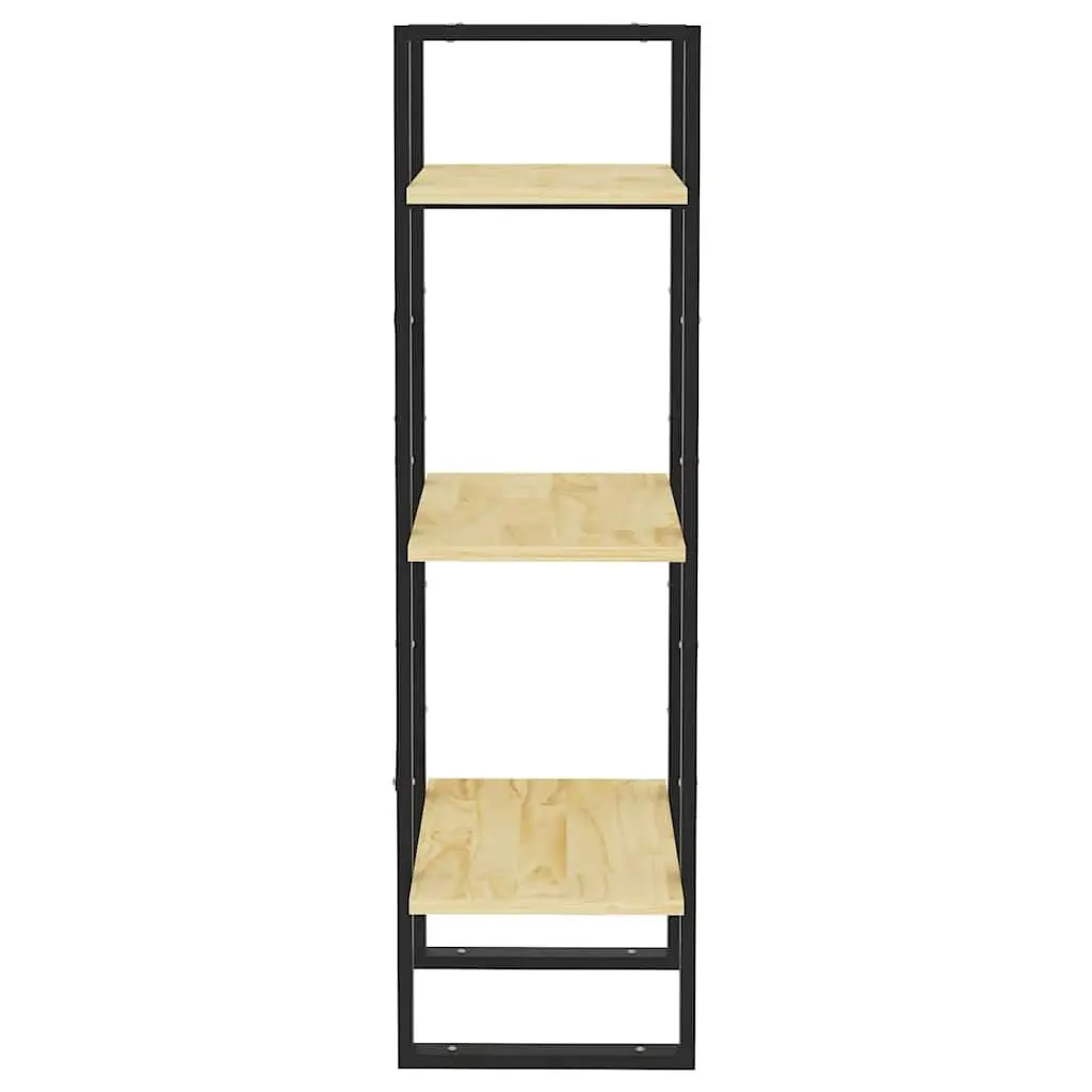 3-Tier Wooden Book Cabinet Shelving Unit Brown Solid Pinewood Construction