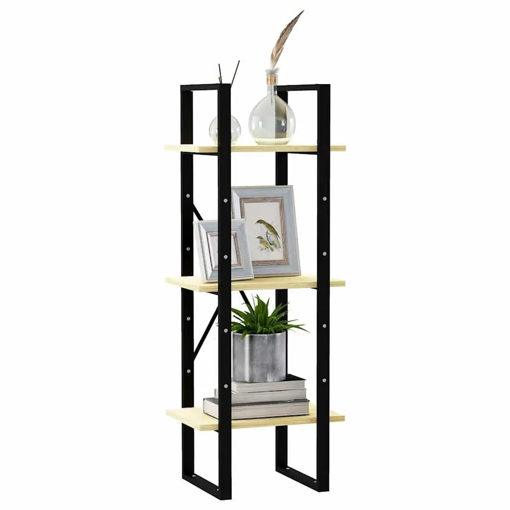 3-Tier Wooden Book Cabinet Shelving Unit Brown Solid Pinewood Construction
