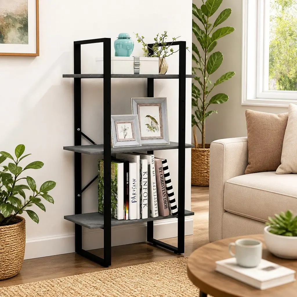 Storage Shelf 60x30x105 cm Grey Solid Pine Wood Bookcase Display Rack