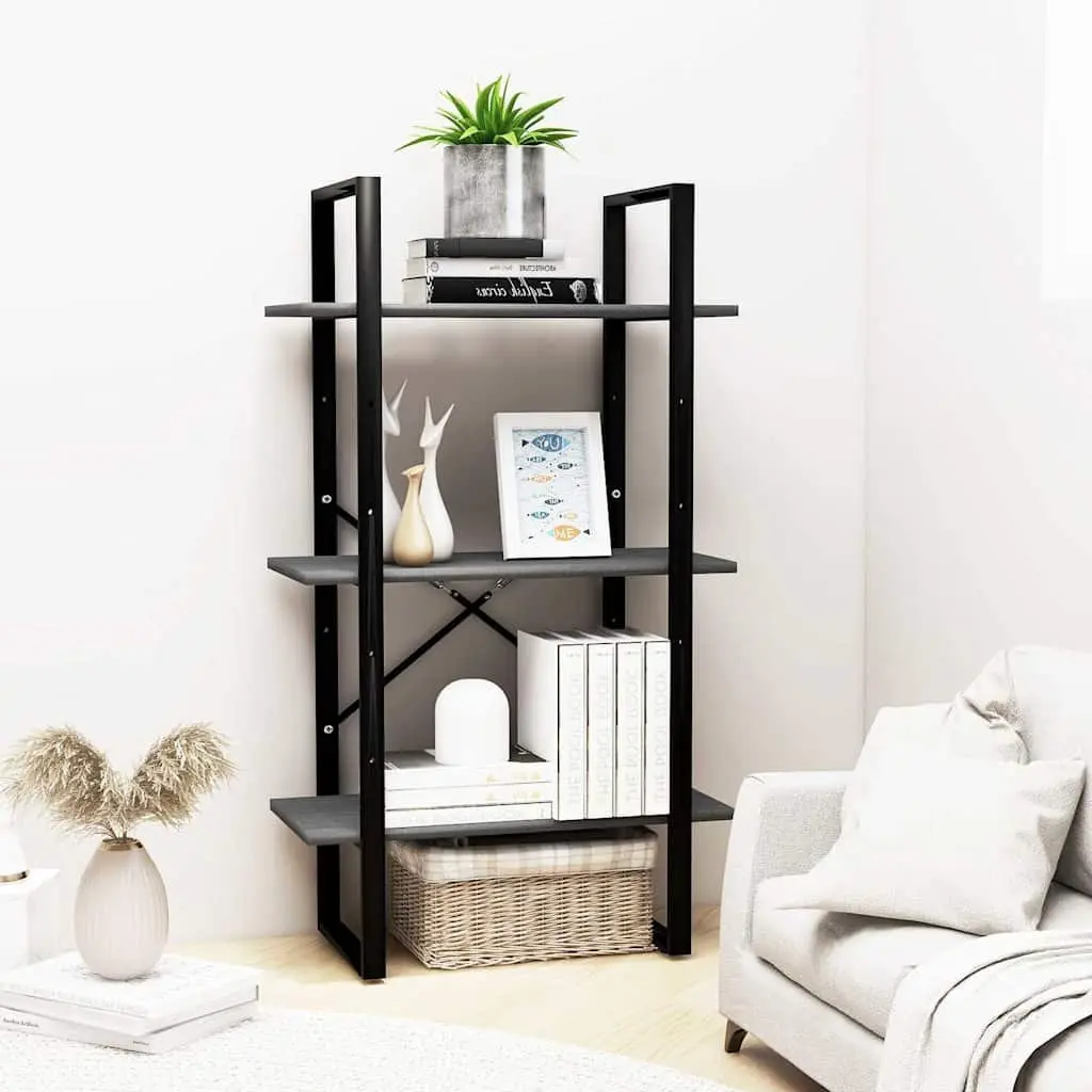 Storage Shelf 60x30x105 cm Grey Solid Pine Wood Bookcase Display Rack