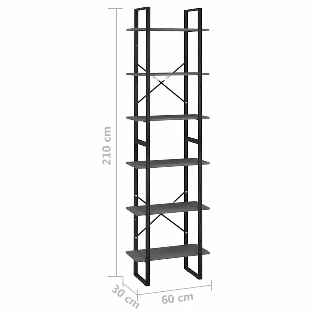 Storage Shelf Grey Standing Bookcase Shelving Unit Durable Metal Construction for Home Kitchen Living Room