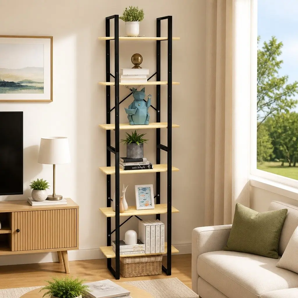 Storage Shelf 60x30x210 cm Wooden Bookcase Display Stand Shelving Unit