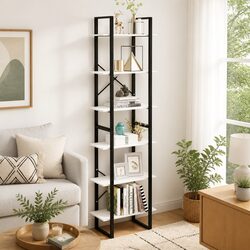 Storage Shelf White 60x30x210 cm Standing Bookcase Display Rack Home Office