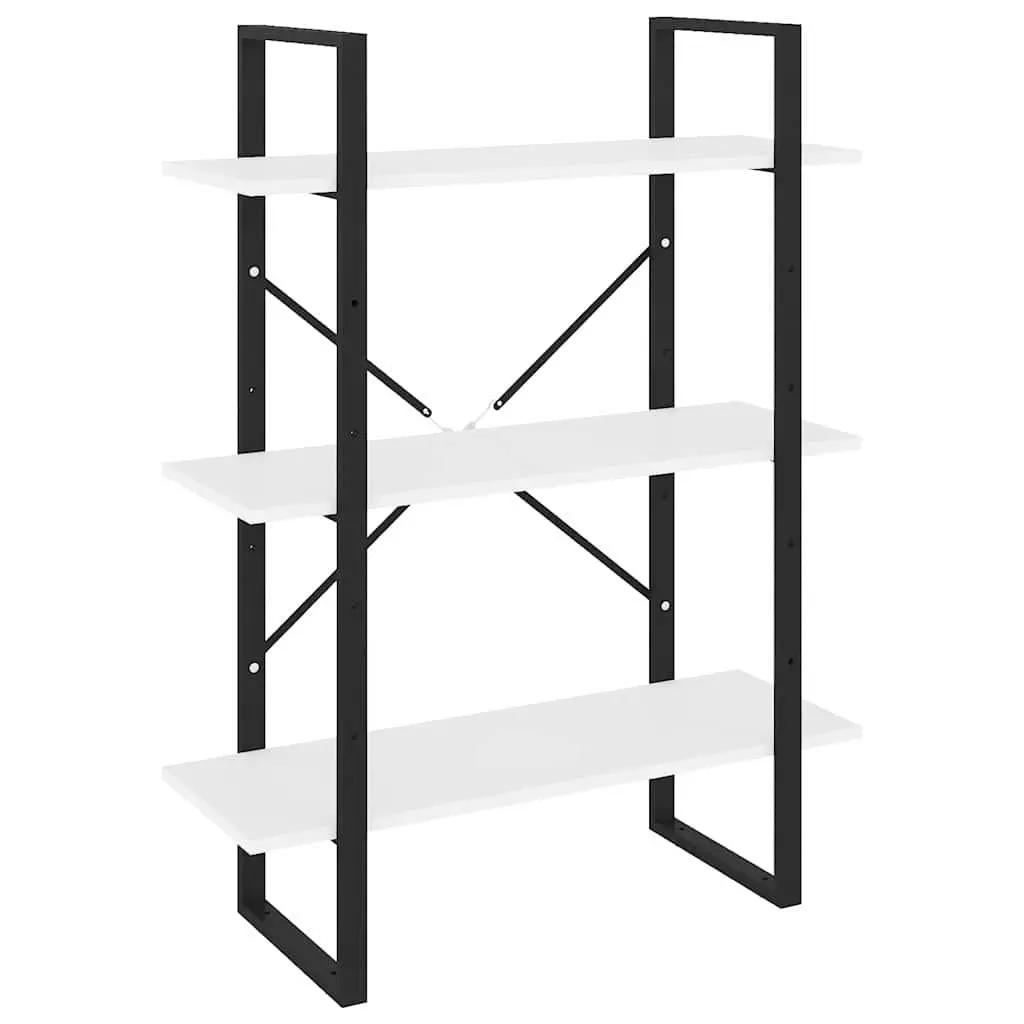 White Book Cabinet Shelving Unit Storage with 3 Shelves for Home Office Living