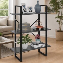 Book Cabinet Grey Storage Shelving Unit Home Furniture Decor Bookcase Shelf