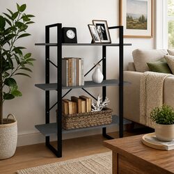 Elevate Your Space with a 3-Tier Grey Wooden Book Cabinet