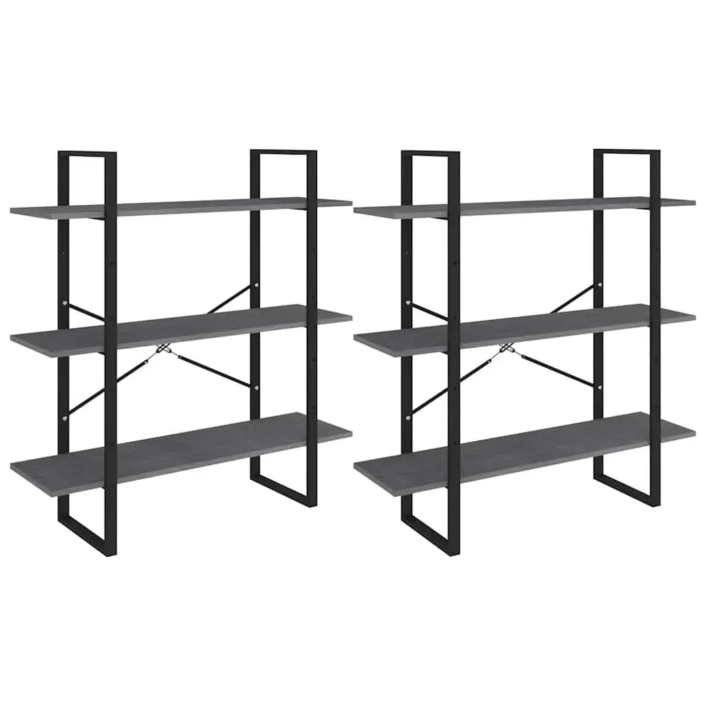High Storage Cabinet Grey Solid Pine Wood 6 Shelf Bookcase Display Shelving Unit