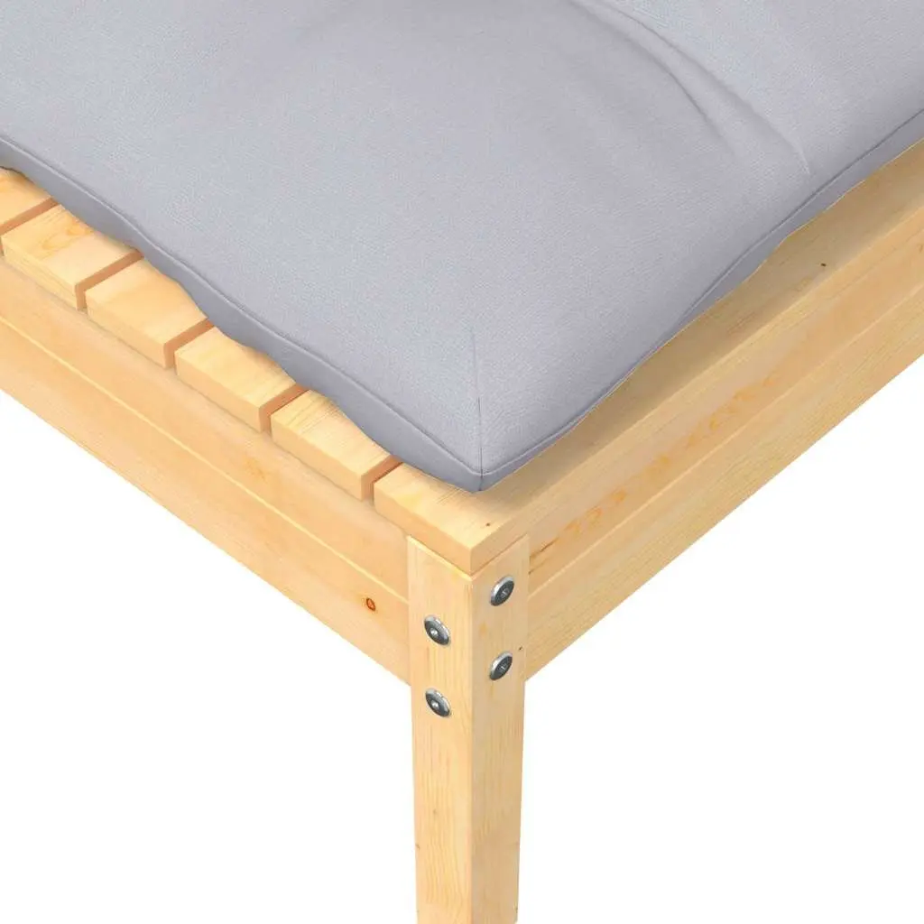 Outdoor Footstool Modular Lounger Grey Cushion Solid Pinewood Construction