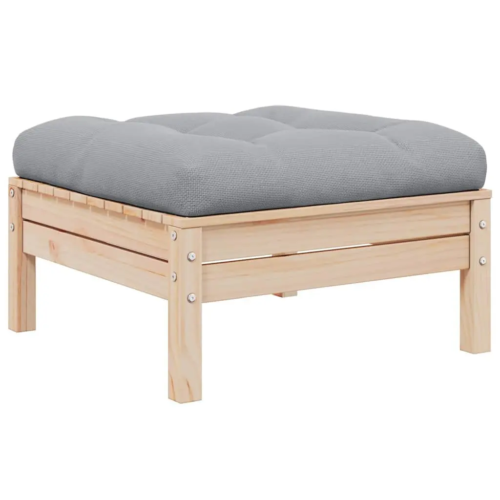 2-Seater Garden Sofa Outdoor Patio Lounge with Grey Cushions Modular Pinewood