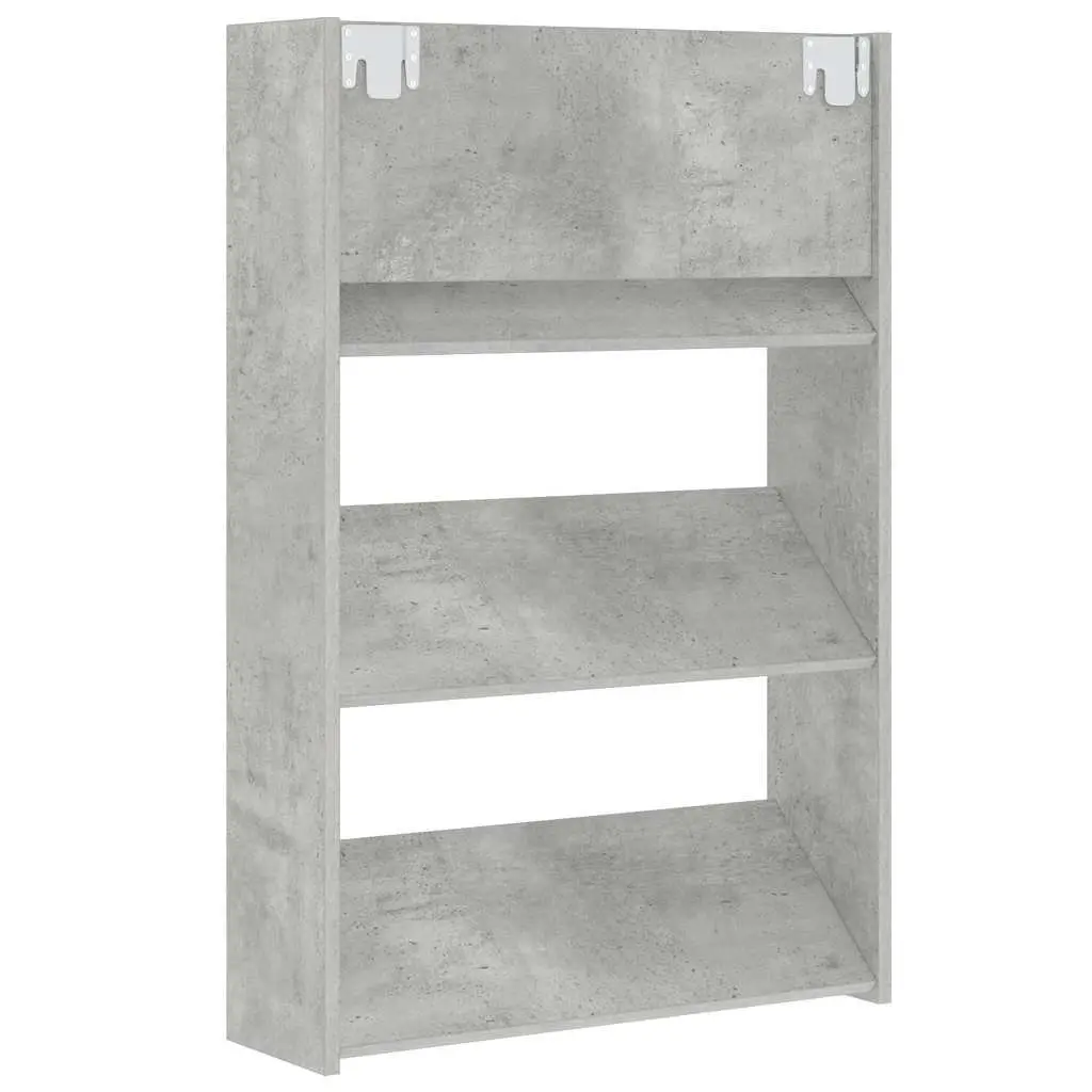 Wall Mounted Shoe Cabinet Grey Tipping Shelves Storage Organiser Entryway