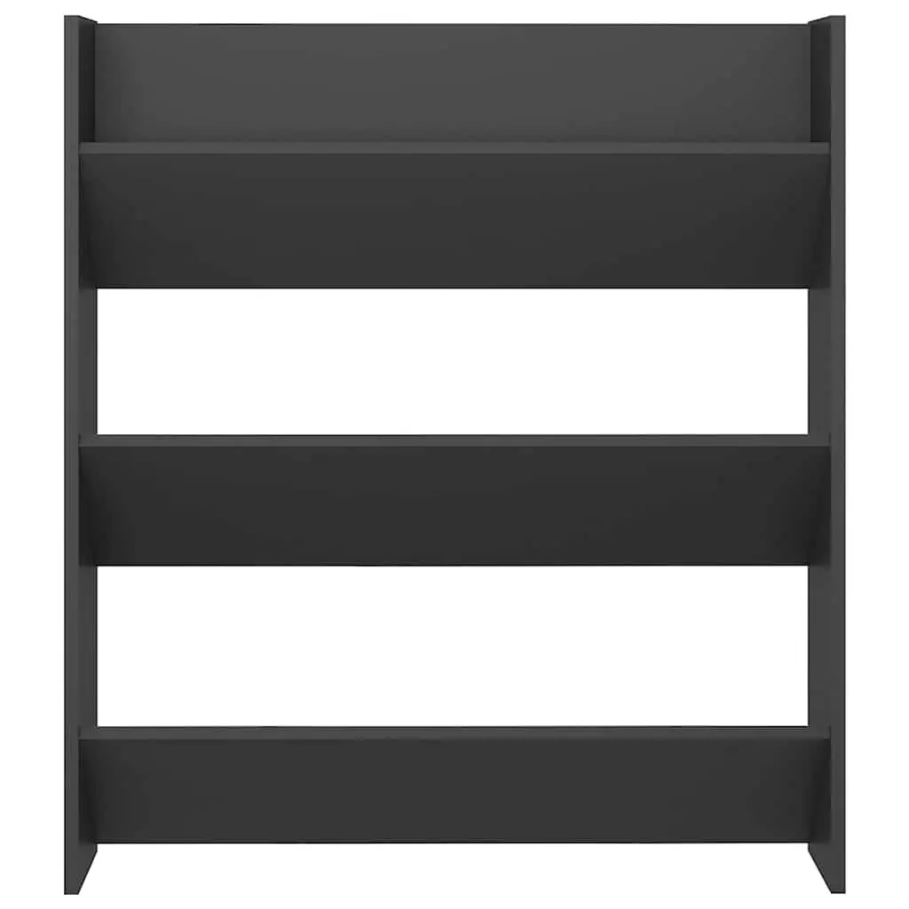 Grey Engineered Wood Wall Mounted Shoe Cabinet with 3 Tipping Shelves for Organised Storage