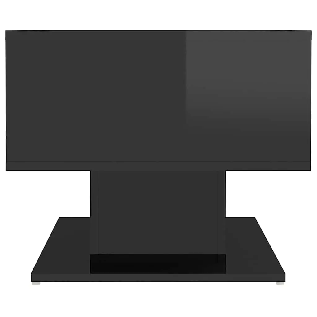 Coffee Table Black High Gloss Storage Shelf Living Room
