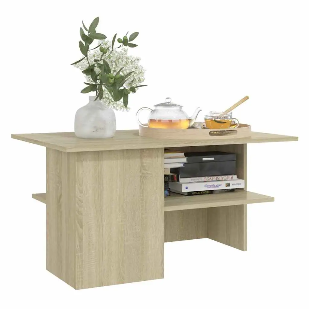 Coffee Table 90x60x46.5cm with Storage Shelf Sonoma Oak