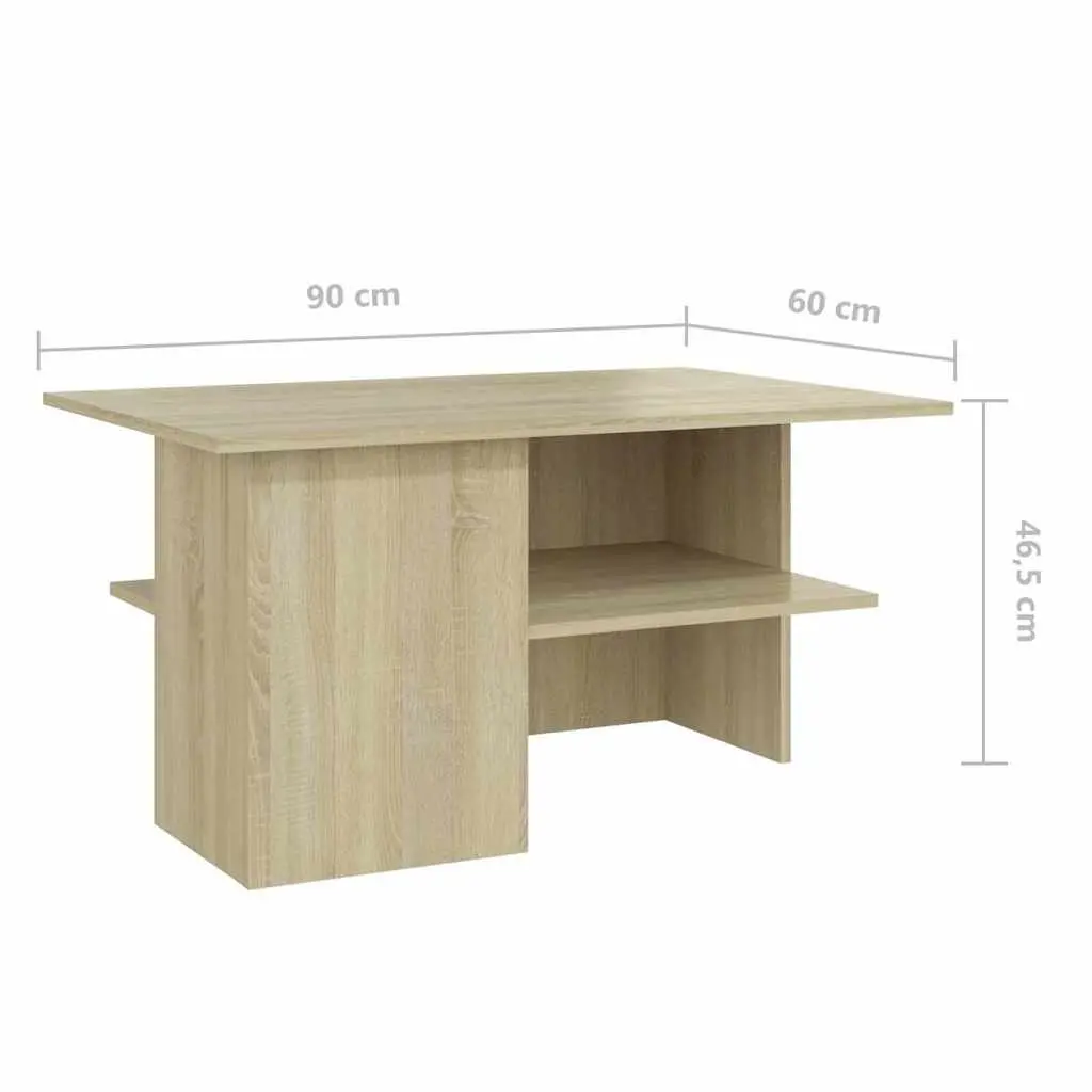 Coffee Table 90x60x46.5cm with Storage Shelf Sonoma Oak