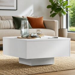 White Coffee Table 60x60x31.5 cm Engineered Wood Centre Living Room Accent